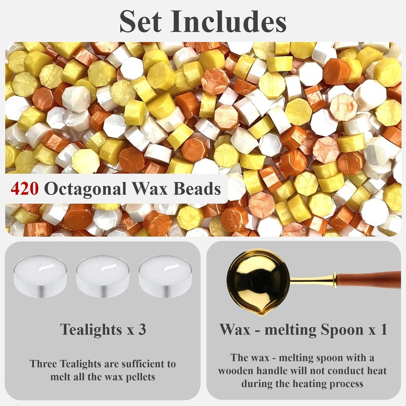 Cazzon 420 Pcs Vintage Wax Sealing Beads for Wax Seal Stamp, Antique Decor for Wedding Invitations, Envelope, Letters, DIY Crafts Gift Wrap (Mix Orange) - Image 2
